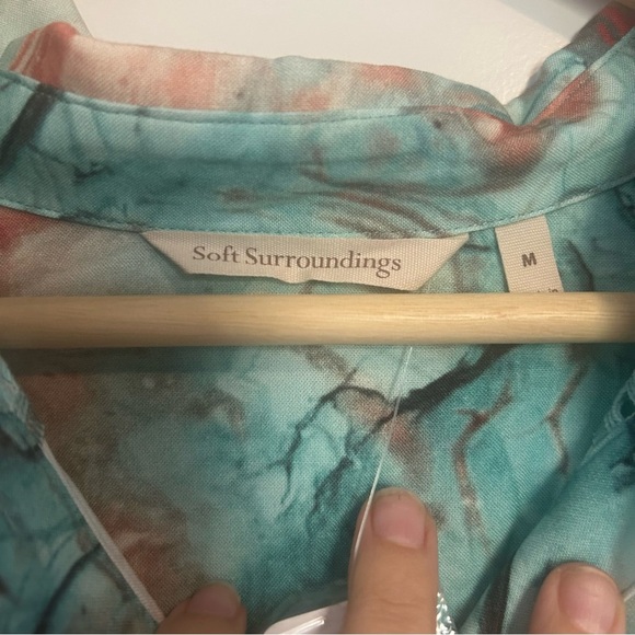Soft Surroundings waterfront shirt dress abstract teal size M NWT - Picture 6 of 11